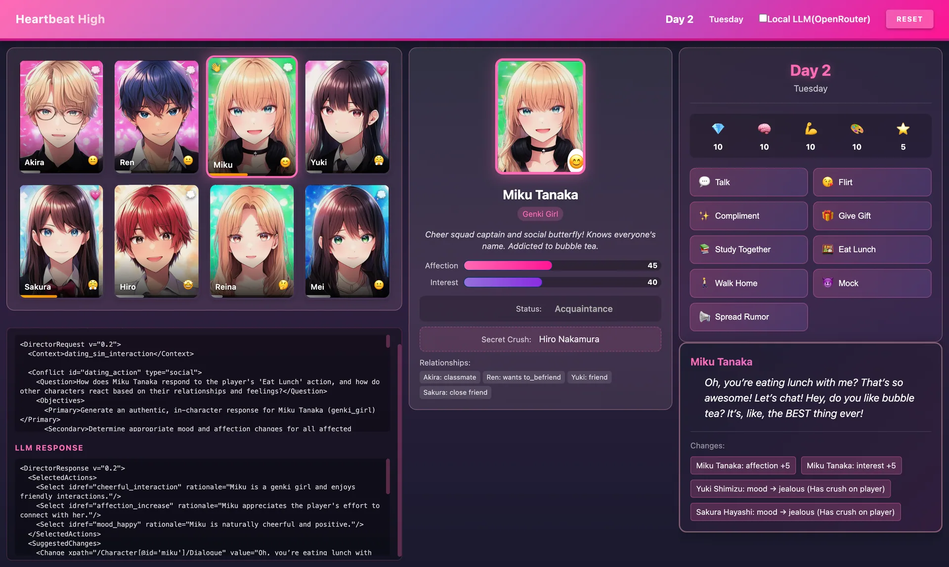 Heartbeat High - Social sim powered by Director